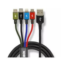 USB Cable to Micro USB, USB-C and Lightning Ibox IKUM4W1CLR Black Multicolour 1,2 m