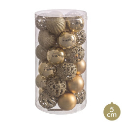 Christmas Baubles Golden Plastic 5 x 5 x 5 cm (30 Units)