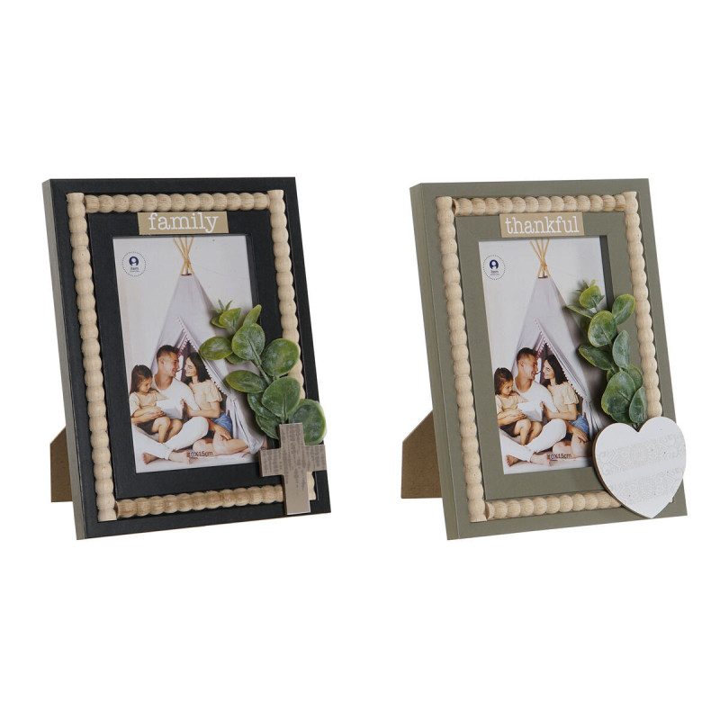 Photo frame Home ESPRIT Black Green Natural MDF Wood Scandinavian 16 x 2 x 21 cm (2 Units)