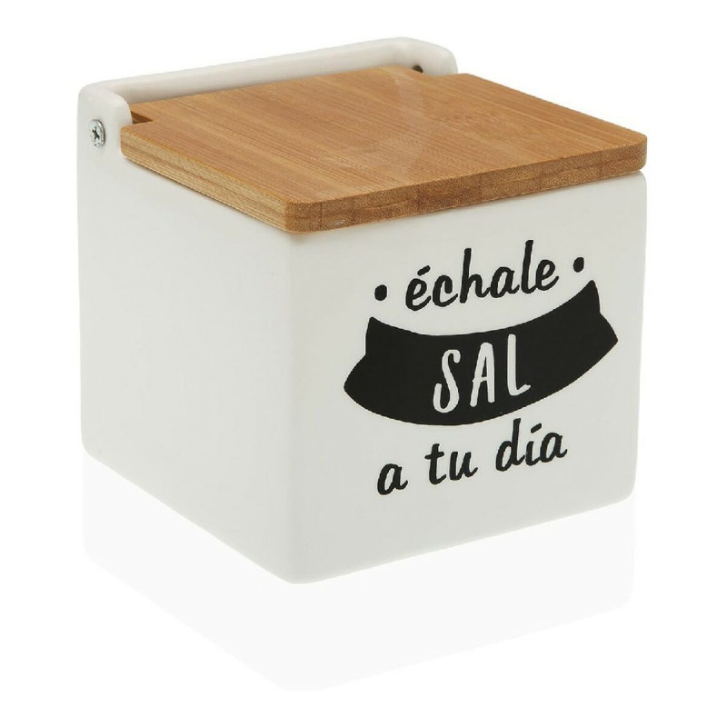 Salt Shaker with Lid Versa Ceramic Bamboo (10,5 x 11 x 11 cm)