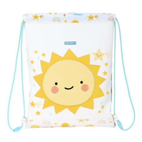 Backpack with Strings Safta Solete White Yellow (26 x 34 x 1 cm)