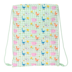 Backpack with Strings Safta Granja White Green (26 x 34 x 1 cm)