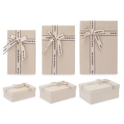 Set of decorative boxes Beige Cardboard Lasso 3 Pieces