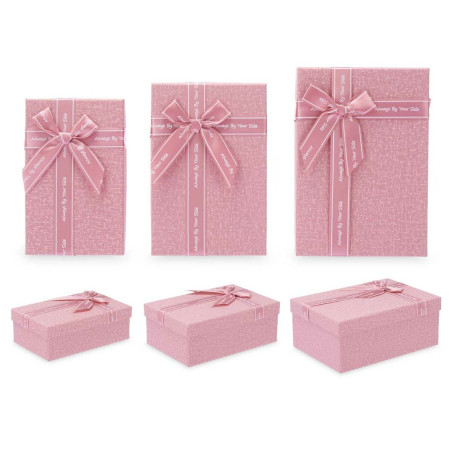 Set of decorative boxes Pink Cardboard Lasso 3 Pieces