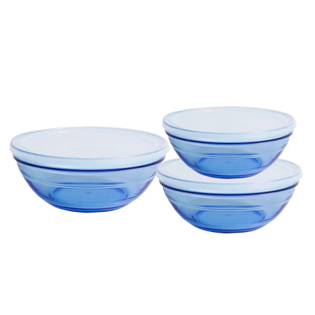 Set of bowls Duralex Marine Blue With lid 3 Pieces