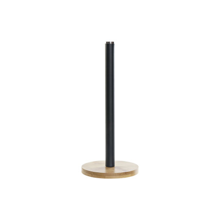 Kitchen Paper holder DKD Home Decor Black Natural Bamboo Stainless steel 15 x 15 x 34 cm