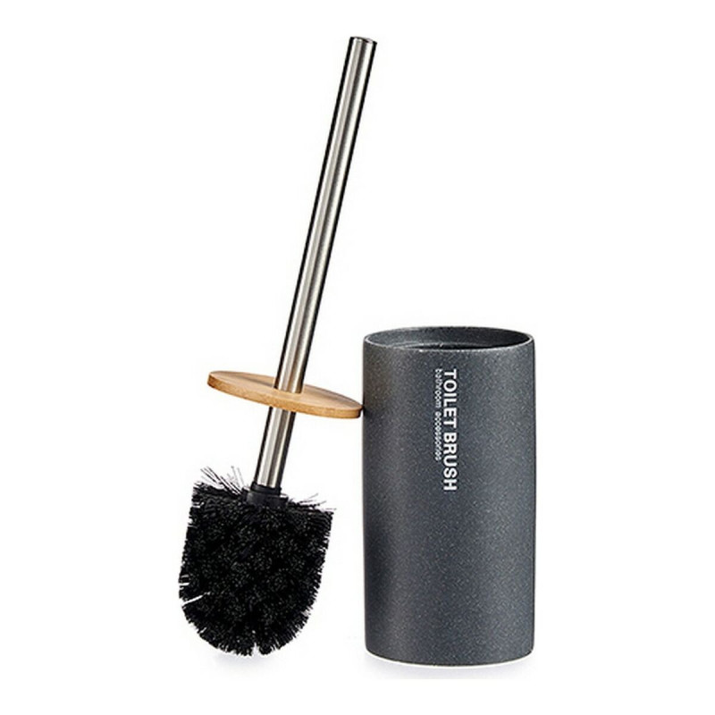 Toilet Brush Grey Metal Resin Bamboo 9,7 x 37,5 x 9,7 cm