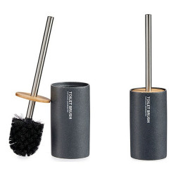 Toilet Brush Grey Metal Resin Bamboo 9,7 x 37,5 x 9,7 cm