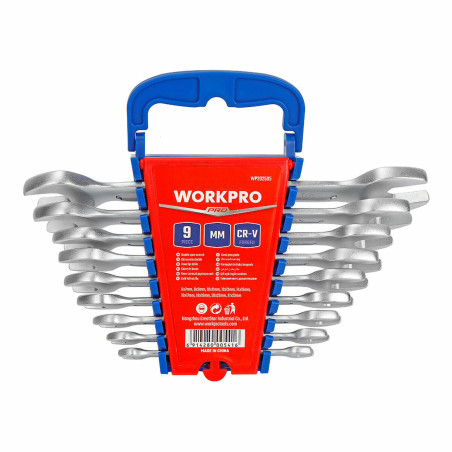 Set of open ended spanners Workpro 9 Pieces