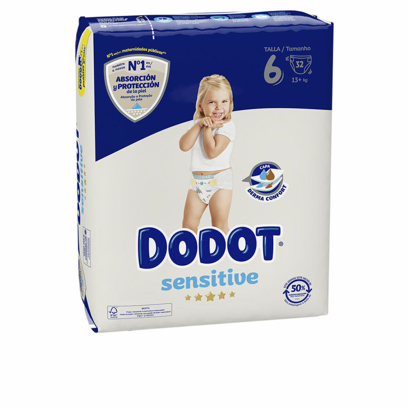 Disposable nappies Dodot Sensitive 6 +13 kg (32 Units)