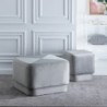 Pouffe Synthetic Fabric Grey Wood 60 x 60 x 40 cm