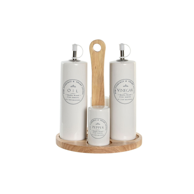 Oil and Vinegar Set DKD Home Decor 18 x 15 x 22 cm Wood White Stoneware