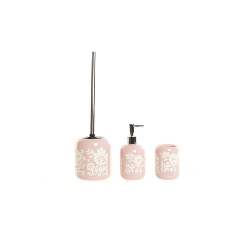 Bath Set DKD Home Decor 8 x 8 x 17,5 cm Ceramic Pink White