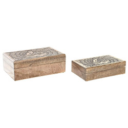 Jewelry box DKD Home Decor Brown Mango wood 25 x 17 x 9 cm Dark brown (2 Units)