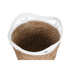 Set of Baskets Home ESPRIT White Grey Natural Seagrass Boho 29 x 29 x 32 cm (2 Units)