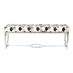 Bench DKD Home Decor White Brown Black Silver Steel 122 x 41 x 44 cm