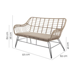 Garden sofa Ariki 121 x 62 x 76 cm synthetic rattan Steel Graphite