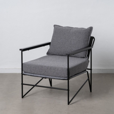 Armchair 69 x 79 x 82 cm Synthetic Fabric Grey Metal