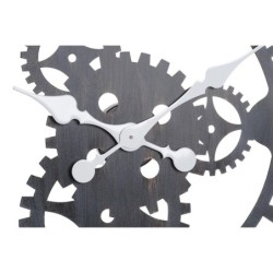 Wall Clock DKD Home Decor Black Natural Iron Plastic MDF Wood Gears 76 x 4,5 x 76 cm (2 Units)