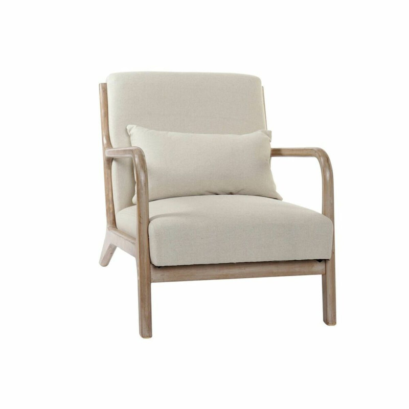 Armchair DKD Home Decor 66 x 79 x 75 cm Sixties Beige Wood Plastic