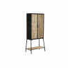 Sideboard DKD Home Decor   Black Natural Metal Rattan 65 x 35 x 130,5 cm