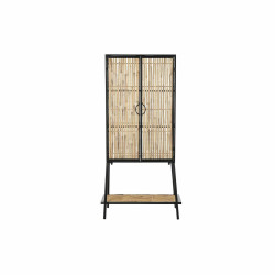 Sideboard DKD Home Decor   Black Natural Metal Rattan 65 x 35 x 130,5 cm