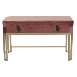 Bench DKD Home Decor   Pink Golden Metal Velvet (80 x 40 x 47 cm)