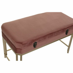 Bench DKD Home Decor   Pink Golden Metal Velvet (80 x 40 x 47 cm)