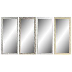 Wall mirror DKD Home Decor 70 x 2 x 158 cm Crystal polystyrene Tropical Leaf of a plant (4 Pieces)