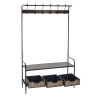 Hall Table with Drawers BRICK Coat rack Brown Black Iron 111 x 37 x 185 cm