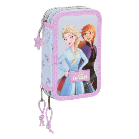 Triple Pencil Case Frozen Believe 12.5 x 19.5 x 5.5 cm Lilac (36 Pieces)