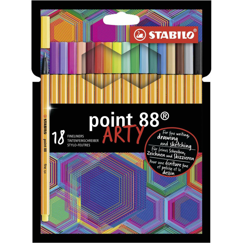 Set of Felt Tip Pens Stabilo Point 88 ARTY 0,4 mm (18 Pieces)