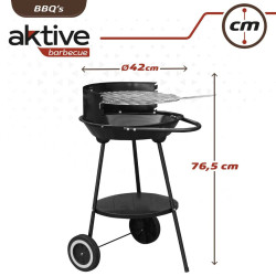 Coal Barbecue with Wheels Aktive Aluminium Enamelled Metal textilene 42 x 76,5 x 42 cm Black