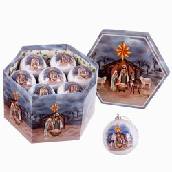 Christmas Baubles Multicolour Paper Polyfoam Nativity/Bethlehem 7,5 x 7,5 x 7,5 cm (14 Units)