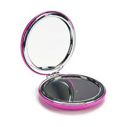 Pocket Mirror Metallic Blue Pink Silver Crystal Plastic 8 x 2,4 x 8 cm (12 Units)