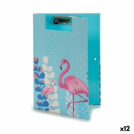 Folder A4 Pink flamingo Clip (12 Units)