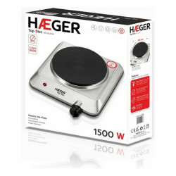 Electric Hot Plate Haeger HP-01S.014A Stainless steel 1 Stove Black Silver 1500W