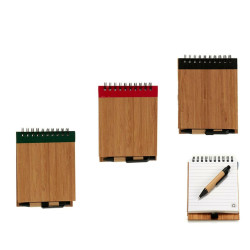 Spiral Notebook with Pen Bamboo 1 x 10 x 13 cm (24 Units)