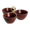 Bowl Home ESPRIT Brown Golden Aluminium Acacia 26 x 26 x 13 cm