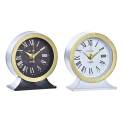 Table clock DKD Home Decor White Black Crystal Iron 12 x 6 x 13 cm (2 Units)