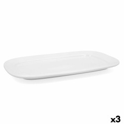 Serving Platter Bidasoa Glacial White Ceramic 36 x 21 cm (3 Units) (Pack 3x)