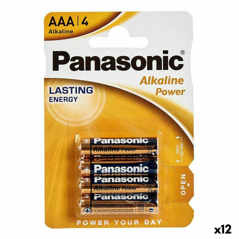 Alkaline Batteries Panasonic LR03 AAA (12 Units)