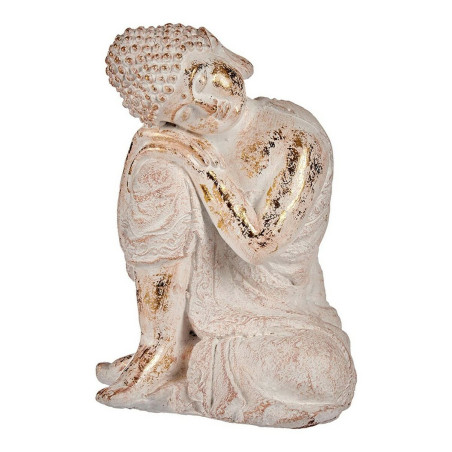 Decorative Garden Figure Buddha White/Gold Polyresin (23 x 33 x 26 cm)