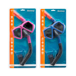 Snorkel Goggles and Tube for Children Bestway Blue Fuchsia Multicolour (3 Units)