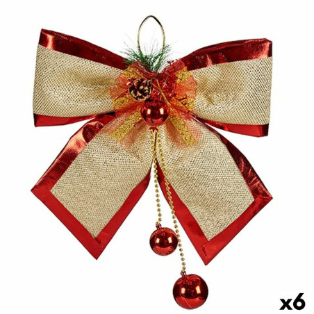 Lasso Christmas bauble Red Golden Plastic 33 x 9 x 33 cm (6 Units)