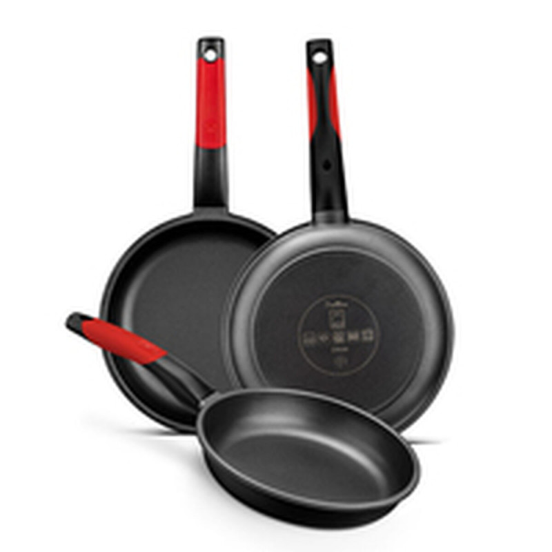 Non-stick frying pan BRA A411222 Black Red Stainless steel Aluminium