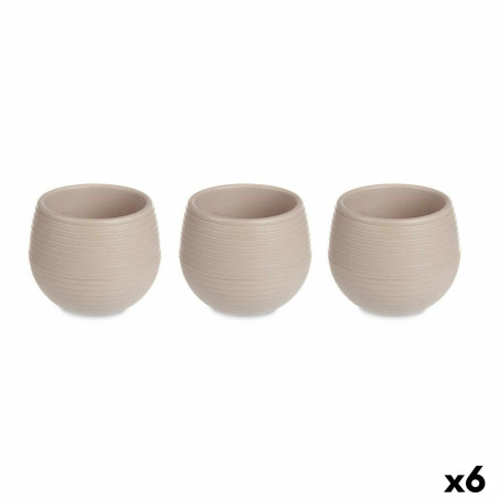 Set of pots Taupe Plastic 12 x 12 x 11 cm (6 Units)