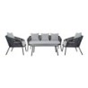 Sofa and table set DKD Home Decor MB-179039 Grey Garden Polyester Rope Aluminium (151,5 x 72 x 70 cm) (4 pcs)