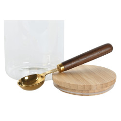 2 Tubs Home ESPRIT Golden Natural Bamboo Borosilicate Glass 24 x 12 x 18,5 cm