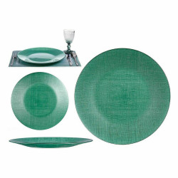 Flat Plate Green Glass 32,5 x 2,5 x 32,5 cm (6 Units)